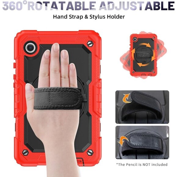 Samsung Galaxy Tab A9 Case Rotating Stand Shoulder Strap & Screen Protector 8.7" - Picture 5 of 6